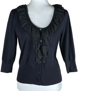 ELLE LADY LUXE RUFFLE BUTTON DOWN SWEATER IN SIZE SMALL NWT